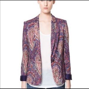 Zara Viscose Paisley Blazer Large